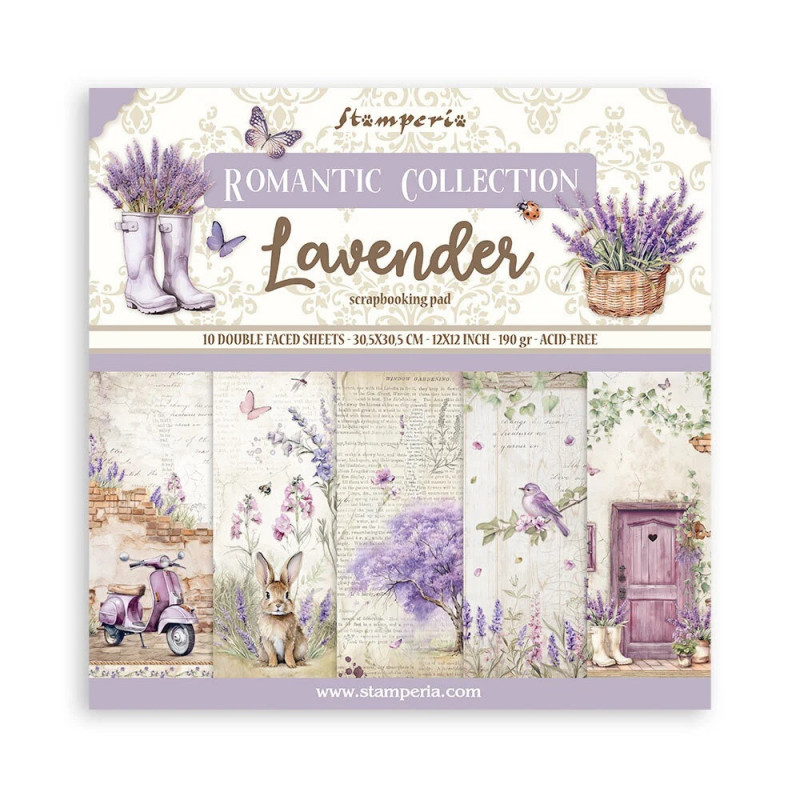 set-papeles-scrapbooking-lavender-stamperia-12x12