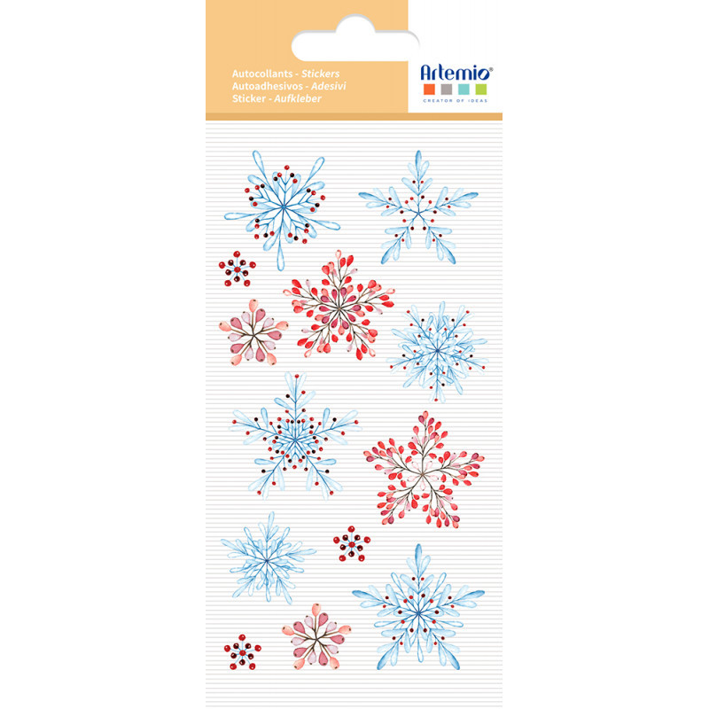 stickers-transparentes-xmas-berries-copos-nieve-artemio