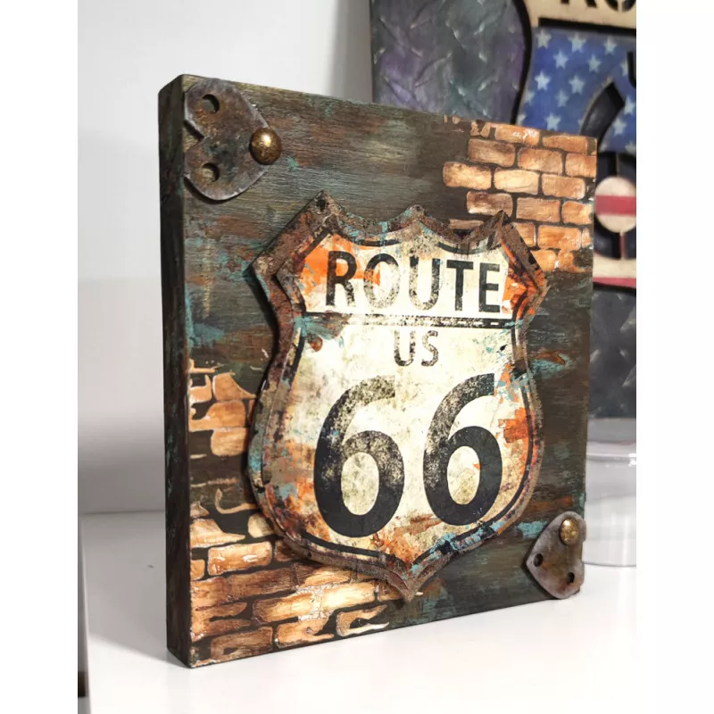 Cuadrito Route 66 madera Badabadoc Art