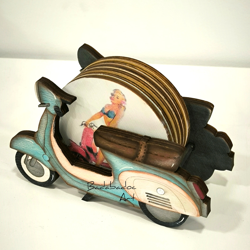 Posavasos Vespa decorado Badabadoc Art